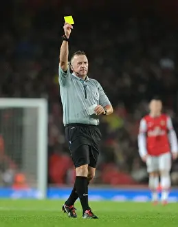 Arsenal V Cardiff City 2013-14 Prints: Arsenal vs. Cardiff City: Jon Moss Issues Yellow Cards in Premier League Clash