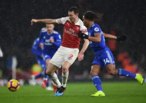 Arsenal V Cardiff City 2018-19 Prints: Arsenal vs. Cardiff: Stephan Lichtsteiner Faces Off Against Bobby Reid in Premier League Clash