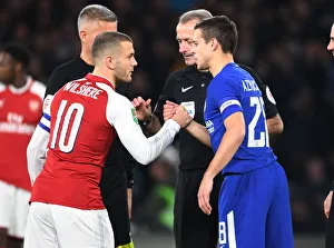 Chelsea V Arsenal - Carabao Cup 1/2 Final 1st Leg 2017-18 Prints: Arsenal vs. Chelsea: Jack Wilshere and Cesar Azpilicueta's Showdown in Carabao Cup Semi-Final at Stamford Bridge