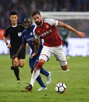 Images Dated 23rd July 2017: Arsenal vs. Chelsea: A Battle of Gioud and Kante in Beijing's Pre-Season Friendly