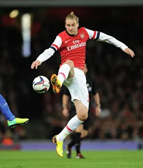Arsenal vs Chelsea: Bendtner in Action - Capital One Cup 2013-14