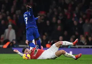 Arsenal V Chelsea 2018-19 Prints: Arsenal vs. Chelsea: Intense Battle Between Kolasinac and Kante in the Premier League