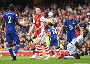 Arsenal v Chelsea 2021-22 Collection: Arsenal vs. Chelsea: Intense Rivalry on the Emirates Field - Holding vs. Rudiger Clash