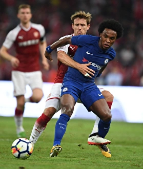 Arsenal V Chelsea - Pre Season 2017-18 Prints: Arsenal vs. Chelsea: Monreal vs. Willian - Pre-Season Clash in Beijing, 2017