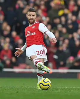 Arsenal vs. Chelsea: Mustafi in Action at the Emirates Stadium, Premier League 2019-2020