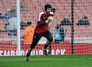 Images Dated 24th January 2016: Arsenal vs. Chelsea: Petr Cech's Intense Pre-Match Focus (2015-16)