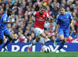 Arsenal V Chelsea 2012-13 Prints: Arsenal vs. Chelsea: Podolski Clashes with Ramires and Ivanovic