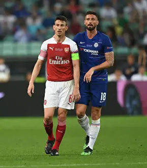 Arsenal V Chelsea Europa League Cup Final 2019 Prints: Arsenal vs. Chelsea Showdown: A Europa League Final Clash of Ex-Teammates Koscielny and Giroud