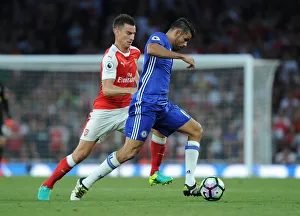 Arsenal V Chelsea 2016-17 Prints: Arsenal vs. Chelsea Showdown: Koscielny vs. Costa - Premier League Battle