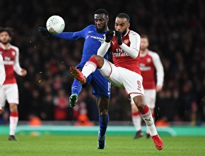 Arsenal V Chelsea - Carabao Cup 2017-18 Prints: Arsenal vs. Chelsea Showdown: Lacazette vs. Rudiger in Carabao Cup Semi-Final Battle