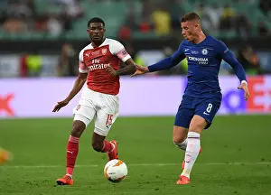 Arsenal V Chelsea Europa League Cup Final 2019 Prints: Arsenal vs. Chelsea Showdown: A Midfield Battle - Maitland-Niles vs