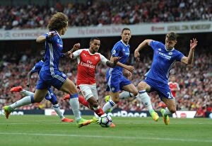 Images Dated 24th September 2016: Arsenal vs. Chelsea Showdown: Walcott vs. Luiz and Cahill - A Battle at Emirates