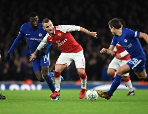 Arsenal V Chelsea - Carabao Cup 2017-18 Prints: Arsenal vs. Chelsea Showdown: Wilshere vs. Bakayoko and Azpilicueta in Carabao Cup Battle