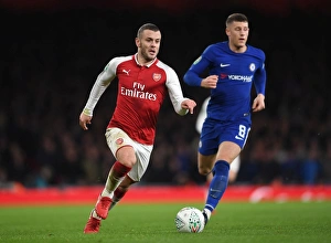 Arsenal V Chelsea - Carabao Cup 2017-18 Prints: Arsenal vs. Chelsea Showdown: Wilshere vs. Barkley in Carabao Cup Semi-Final Clash