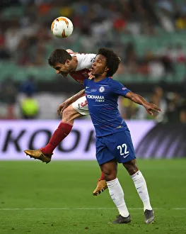 Arsenal V Chelsea Europa League Cup Final 2019 Prints: Arsenal vs. Chelsea: Sokratis vs. Willian Clash in the Europa League Final Showdown (2019)