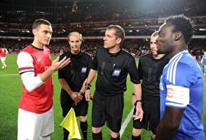 Arsenal V Chelsea - Capital One Cup 4th Rd 2013-14 Prints: Arsenal vs. Chelsea: Vermaelen and Essien Toss Coin at Capital One Cup 4th Round