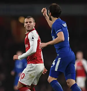 Arsenal V Chelsea 2017-18 Prints: Arsenal vs. Chelsea: Wilshere and Fabregas Face Off in Intense Premier League Rivalry