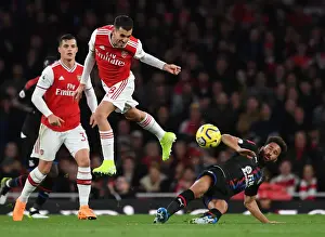 Arsenal V Crystal Palace 2019-20 Prints: Arsenal vs Crystal Palace: Ceballos Heads a Contested Ball in Premier League Clash