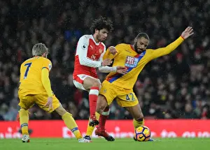 Arsenal V Crystal Palace 2016-17 Prints: Arsenal vs Crystal Palace: Intense Battle Between Elneny and Crystal Palace's Midfielders