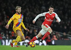 Arsenal V Crystal Palace 2016-17 Prints: Arsenal vs Crystal Palace: Intense Battle between Xhaka and Cabaye in the Premier League