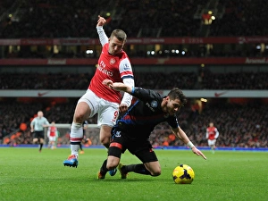 Arsenal V Crystal Palace 2013-14 Prints: Arsenal vs. Crystal Palace: Lukas Podolski vs. Joel Ward in Intense Premier League Clash