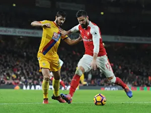 Arsenal V Crystal Palace 2016-17 Prints: Arsenal vs Crystal Palace: Olivier Giroud Faces Off Against James Tomkins in Premier League Clash