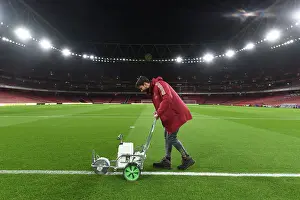 Arsenal V Crystal Palace 2023-24 Prints: Arsenal vs Crystal Palace: Pre-Match Pitch Preparation at Emirates Stadium