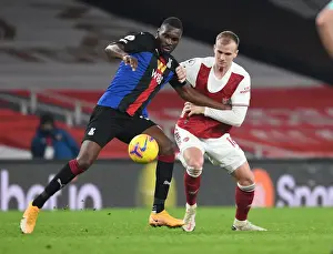 Arsenal V Crystal Palace 2020-21 Prints: Arsenal vs Crystal Palace: Rob Holding Clashes with Christian Benteke in Empty Emirates Stadium