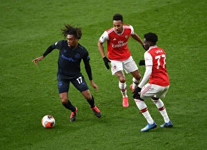 Images Dated 23rd February 2020: Arsenal vs Everton: Aubameyang and Saka Clash in Intense Premier League Showdown