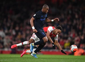 Images Dated 23rd February 2020: Arsenal vs. Everton: Aubameyang vs. Sidibe - A Winger Showdown in the Premier League