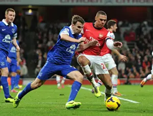 Arsenal V Everton 2013-14 Prints: Arsenal vs Everton: Gibbs vs Coleman - Intense Battle at Emirates Stadium (2013-14)