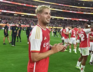 Arsenal vs. FC Barcelona: Emile Smith Rowe Celebrates with Fans after Pre-Season Friendly in Inglewood, California (2023)