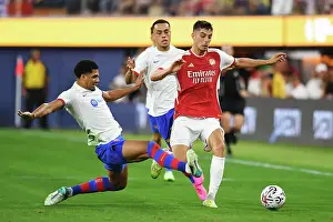 Arsenal vs. FC Barcelona: Pre-Season Clash at SoFi Stadium, 2023 - Kai Havertz Tackled by Ronald Araujo