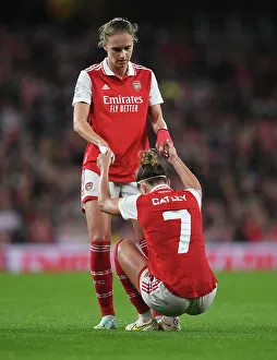 Arsenal Women V FC Zurich Frauen 2022-23 Prints: Arsenal vs FC Zurich: Viviane Miedema Consoles Steph Catley in UEFA Women's Champions League Group C Match