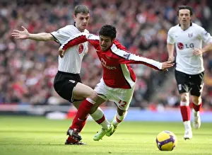 Arsenal V Fulham 2008-9 Prints: Arsenal vs. Fulham: A Battle of Stars - Carlos Vela for Arsenal and Chris Baird for Fulham