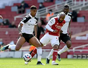 Arsenal V Fulham 2020-21 Prints: Arsenal vs Fulham: Lacazette Battles Lemina in Empty Emirates Stadium