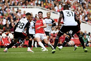 Images Dated 26th August 2023: Arsenal vs. Fulham: Rice Controls the Midfield in 2023-24 Premier League Clash