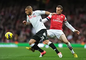 Arsenal V Fulham 2012-13 Prints: Arsenal vs Fulham: Vermaelen Challenges Dejagah in the 2012-13 Premier League Clash