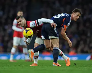 Arsenal V Fulham 2013-14 Prints: Arsenal vs Fulham: Wilshere vs Parker - Premier League Battle at Emirates Stadium