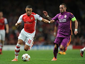 Arsenal V Galatasaray 2014/15 Champions League Prints: Arsenal vs. Galatasaray: Oxlade-Chamberlain vs. Sneijder in Champions League Clash