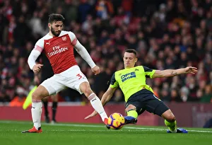Arsenal V Huddersfield Town - 2018-19 Prints: Arsenal vs. Huddersfield: Sead Kolasinac vs. Jonathan Hogg in Intense Premier League Clash
