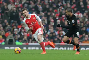 Arsenal V Hull City 2016-17 Prints: Arsenal vs Hull City: Mustafi Clashes with Evandro in Premier League Showdown