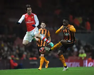 Arsenal V Hull City 2014-15 - FA Cup Prints: Arsenal vs Hull City: Rosicky vs Figueroa in FA Cup Clash
