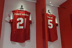 Arsenal vs Juventus: Fabio Vieira's Shirt in Arsenal Changing Room (2022-23)