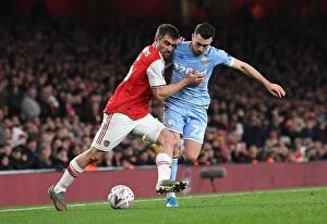Arsenal v Leeds United FA Cup 2019-20 Collection: Arsenal vs Leeds United: A FA Cup Battle - Sokratis vs Harrison