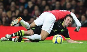 Arsenal v Leeds United FA Cup 2011-12 Collection: Arsenal vs Leeds United: FA Cup Clash - Chamakh vs Pugh's Intense Battle