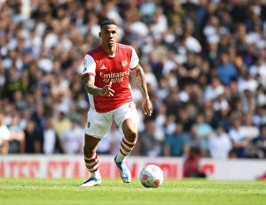 Images Dated 8th May 2022: Arsenal vs Leeds United: Gabriel in Action at the Emirates Stadium, Premier League 2021-2022
