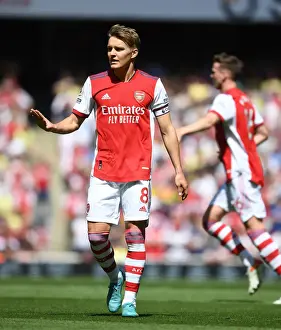 Arsenal vs Leeds United: Martin Odegaard in Action at the Emirates Stadium, Premier League 2021-22