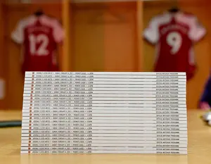 Arsenal V Leeds United 2020-21 Prints: Arsenal vs Leeds United: Matchday Programmes in the Arsenal Changing Room - Premier League 2020-21