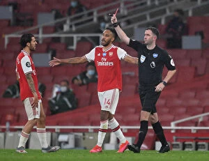 Images Dated 7th July 2020: Arsenal vs Leicester: Chris Kavanagh Shows Red Card in Premier League Clash (2019-20)